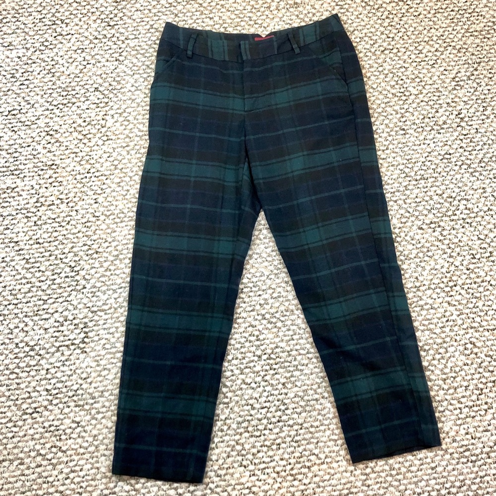 Navy & Hunter Green Plaid Cigarette Pants